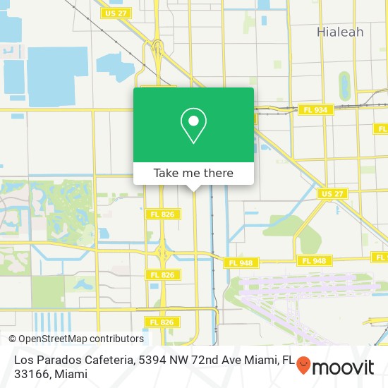 Mapa de Los Parados Cafeteria, 5394 NW 72nd Ave Miami, FL 33166