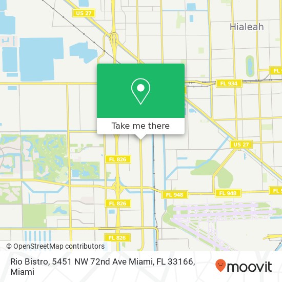 Mapa de Rio Bistro, 5451 NW 72nd Ave Miami, FL 33166