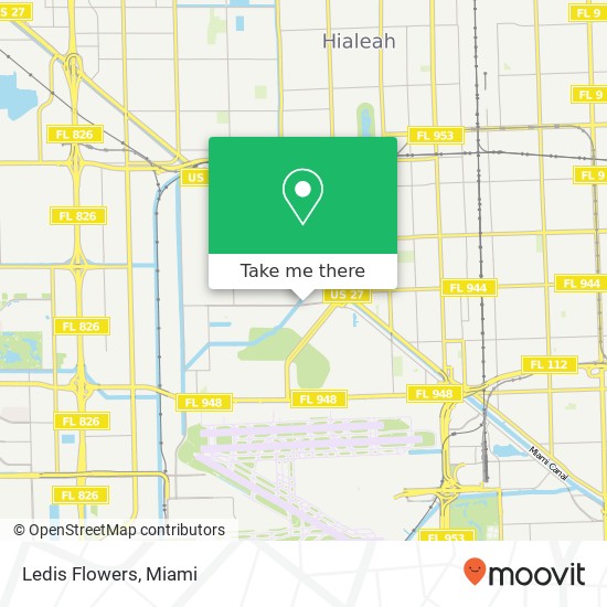 Mapa de Ledis Flowers, 361 Westward Dr Miami Springs, FL 33166