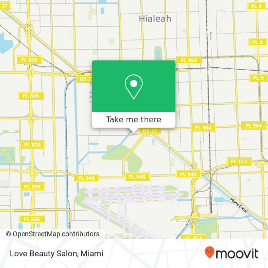 Mapa de Love Beauty Salon, 261 Westward Dr Miami Springs, FL 33166