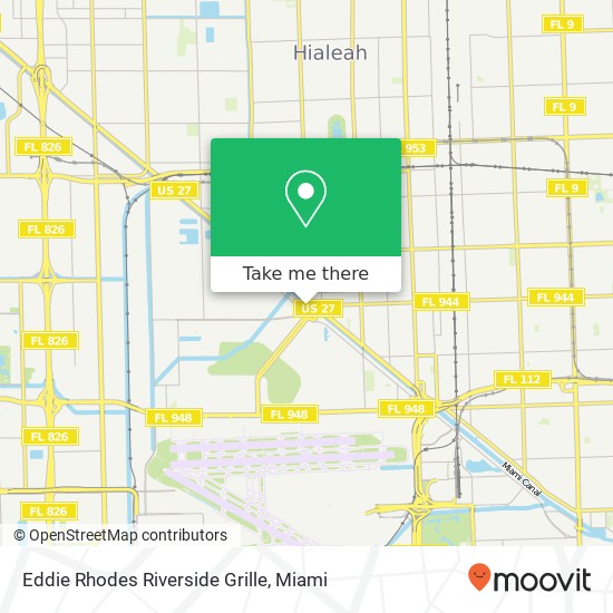 Mapa de Eddie Rhodes Riverside Grille, 78 Canal St Miami Springs, FL 33166
