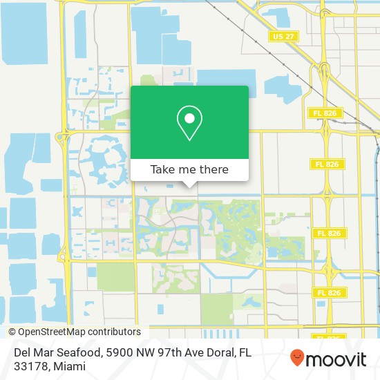 Mapa de Del Mar Seafood, 5900 NW 97th Ave Doral, FL 33178