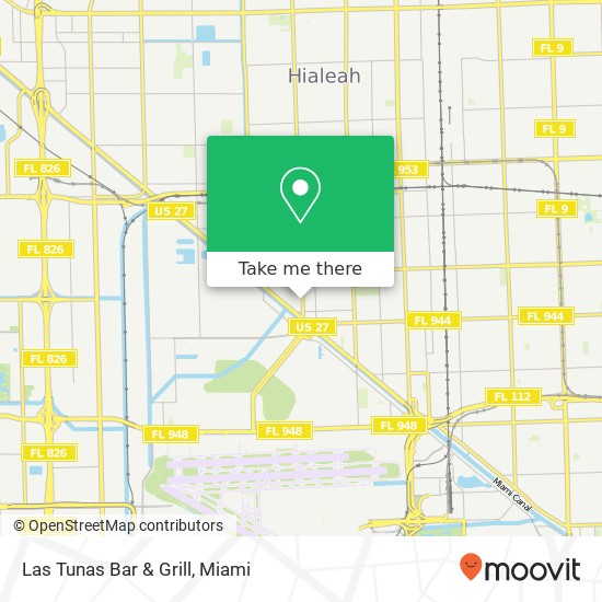 Mapa de Las Tunas Bar & Grill, 476 Palm Ave Hialeah, FL 33010