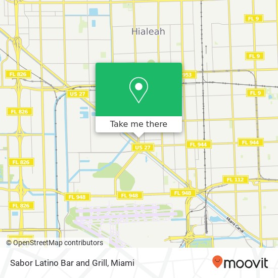 Mapa de Sabor Latino Bar and Grill, 301 Palm Ave Hialeah, FL 33010