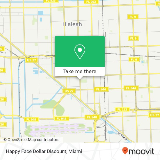 Mapa de Happy Face Dollar Discount, 686 E 4th Ave Hialeah, FL 33010