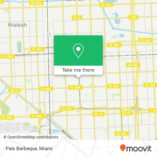 Mapa de Pals Barbeque, 5900 NW 27th Ave Miami, FL 33142