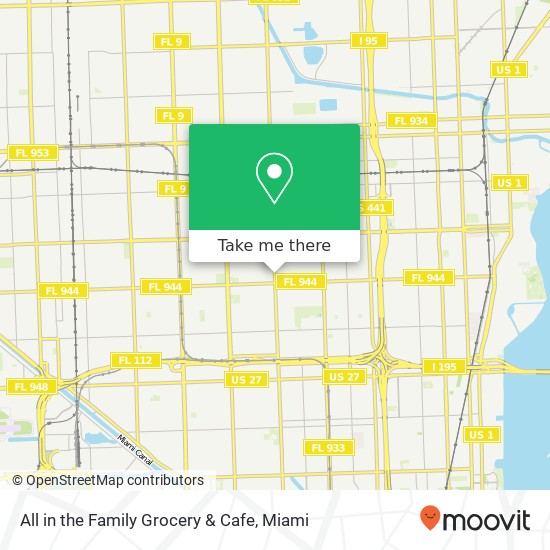 Mapa de All in the Family Grocery & Cafe, 5520 NW 17th Ave Miami, FL 33142