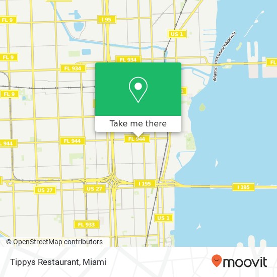 Mapa de Tippys Restaurant, 87 NW 54th St Miami, FL 33127