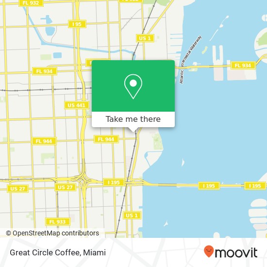 Mapa de Great Circle Coffee, 382 NE 56th St Miami, FL 33137