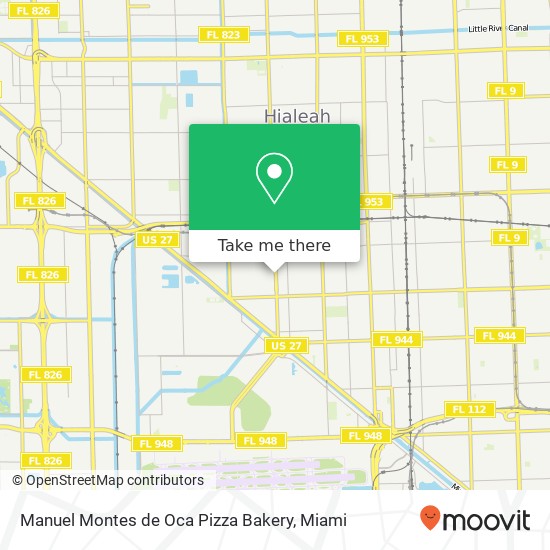 Mapa de Manuel Montes de Oca Pizza Bakery, 1266 Palm Ave Hialeah, FL 33010