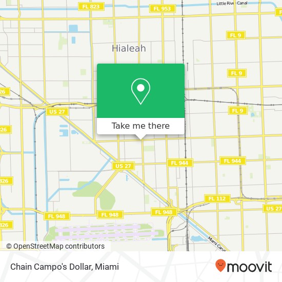 Mapa de Chain Campo's Dollar, 380 E 9th St Hialeah, FL 33010