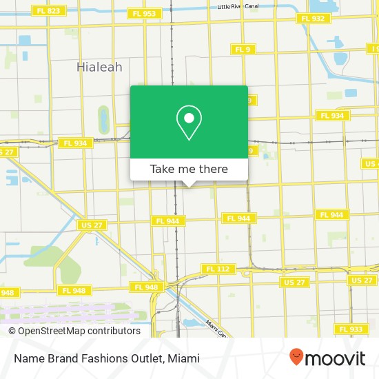 Mapa de Name Brand Fashions Outlet, 3690 NW 62nd St Miami, FL 33147