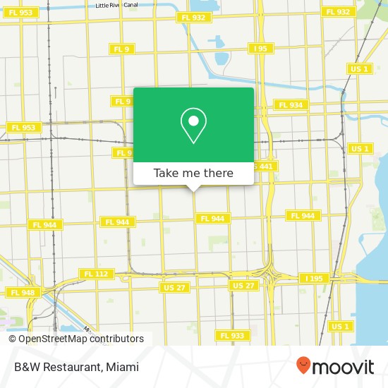 Mapa de B&W Restaurant, 5931 NW 17th Ave Miami, FL 33142