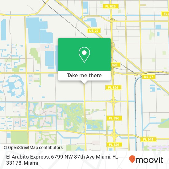Mapa de El Arabito Express, 6799 NW 87th Ave Miami, FL 33178