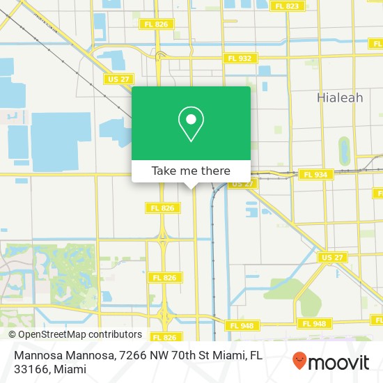 Mapa de Mannosa Mannosa, 7266 NW 70th St Miami, FL 33166