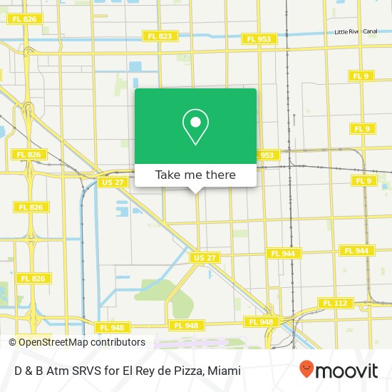 Mapa de D & B Atm SRVS for El Rey de Pizza, 1520 Palm Ave Hialeah, FL 33010