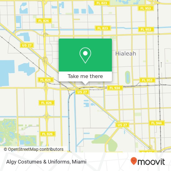 Mapa de Algy Costumes & Uniforms, 2220 W 9th Ave Hialeah, FL 33010