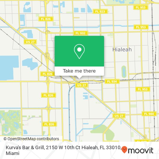 Kurva's Bar & Grill, 2150 W 10th Ct Hialeah, FL 33010 map