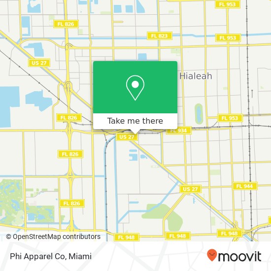 Mapa de Phi Apparel Co, 849 W 19th St Hialeah, FL 33010
