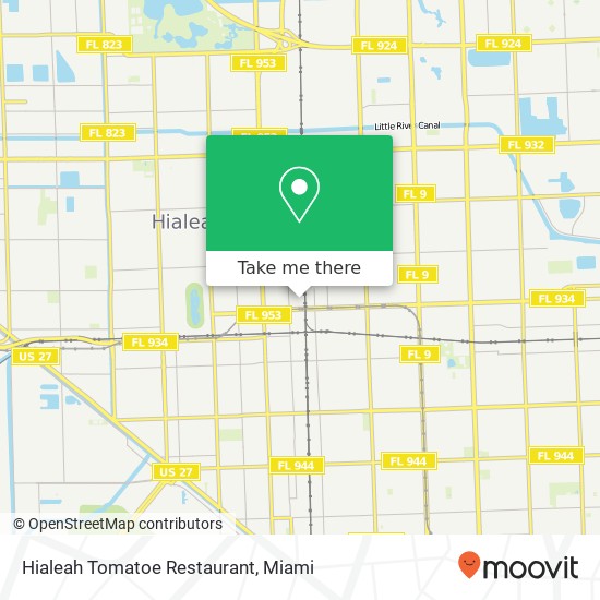 Mapa de Hialeah Tomatoe Restaurant, 1091 E 26th St Hialeah, FL 33013