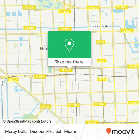 Mapa de Mercy Dollar Discount-Hialeah, 908 E 25th St Hialeah, FL 33013