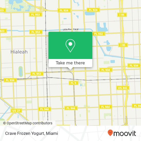 Mapa de Crave Frozen Yogurt, 150 South Ct Miami, FL 33147