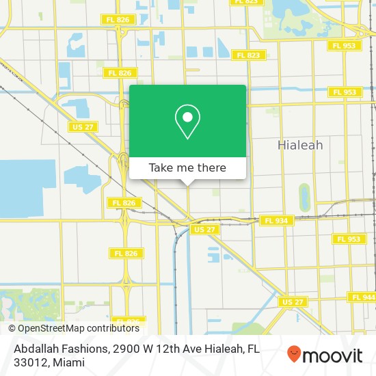 Mapa de Abdallah Fashions, 2900 W 12th Ave Hialeah, FL 33012