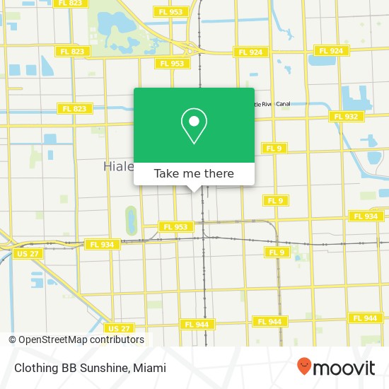 Mapa de Clothing BB Sunshine, 1020 E 32nd St Hialeah, FL 33013