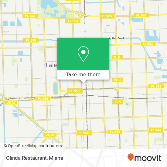 Mapa de Olinda Restaurant, 1047 E 28th St Hialeah, FL 33013