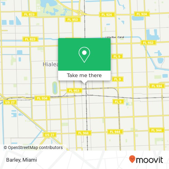 Mapa de Barley, 1095 E 27th St Hialeah, FL 33013