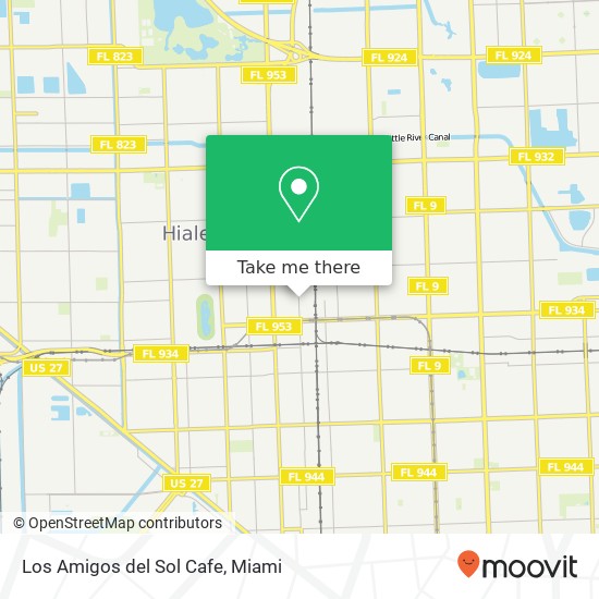 Mapa de Los Amigos del Sol Cafe, 1001 E 28th St Hialeah, FL 33013