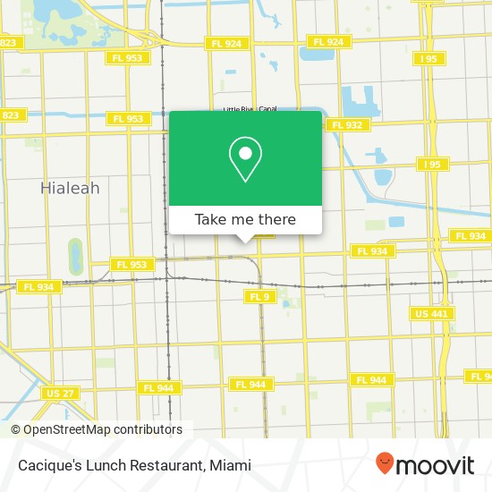 Mapa de Cacique's Lunch Restaurant, 112 West Plz Miami, FL 33147
