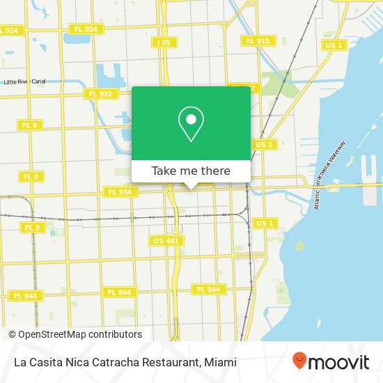 Mapa de La Casita Nica Catracha Restaurant, 280 NW 79th St Miami, FL 33150