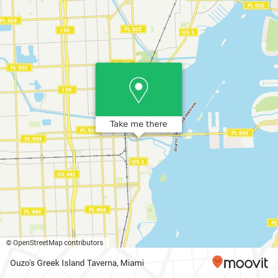 Mapa de Ouzo's Greek Island Taverna, 620 NE 78th Street Miami, FL 33138