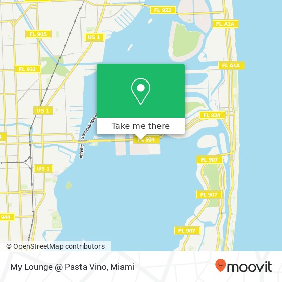 Mapa de My Lounge @ Pasta Vino, 1624 John F Kennedy Cswy North Bay Village, FL 33141