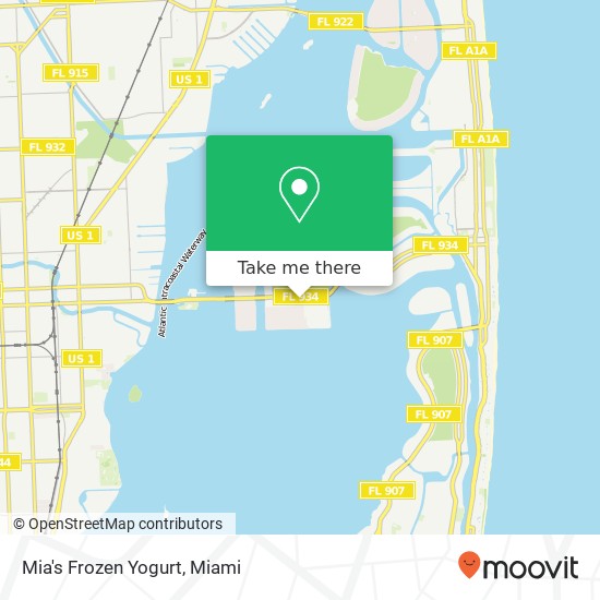 Mapa de Mia's Frozen Yogurt, 1700 John F Kennedy Cswy North Bay Village, FL 33141