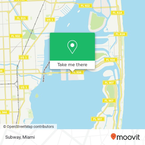 Mapa de Subway, 1570 79th Street Cswy North Bay Village, FL 33141