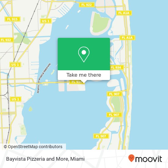 Mapa de Bayvista Pizzeria and More, 7601 E Treasure Dr North Bay Village, FL 33141