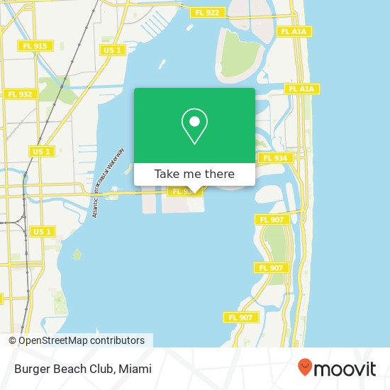 Mapa de Burger Beach Club, 1884 79th St Cswy North Bay Village, FL 33141