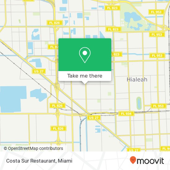 Mapa de Costa Sur Restaurant, 3694 W 12th Ave Hialeah, FL 33012