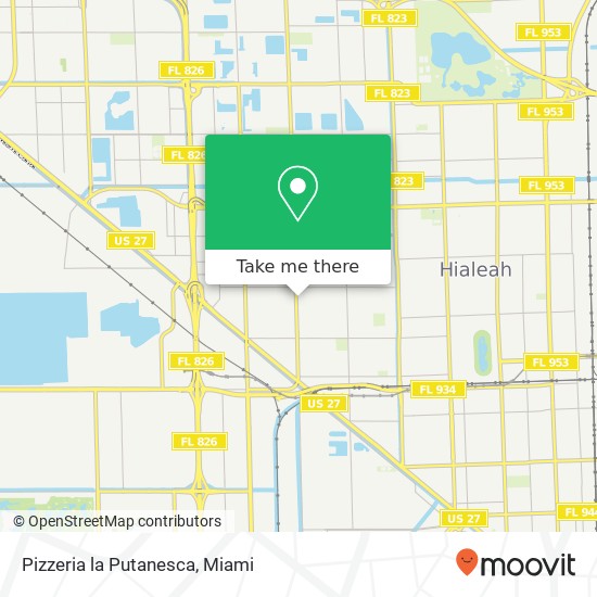 Mapa de Pizzeria la Putanesca, 1189 W 35th St Hialeah, FL 33012
