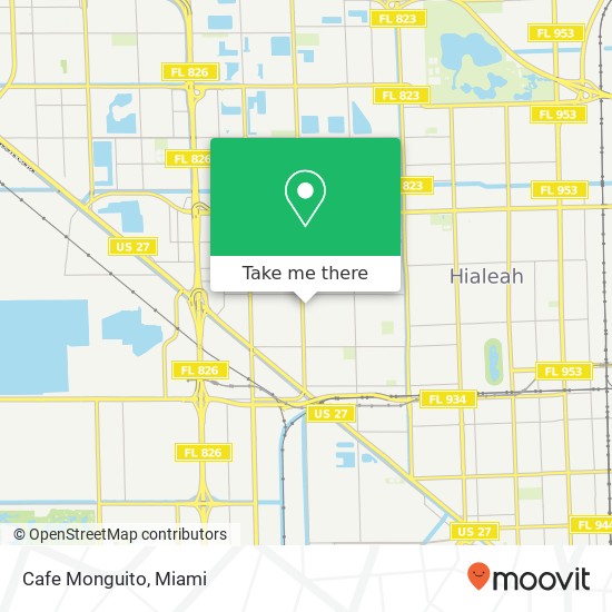 Mapa de Cafe Monguito, 1185 W 35th St Hialeah, FL 33012