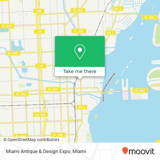 Mapa de Miami Antique & Design Expo, 8650 Biscayne Blvd Miami, FL 33138