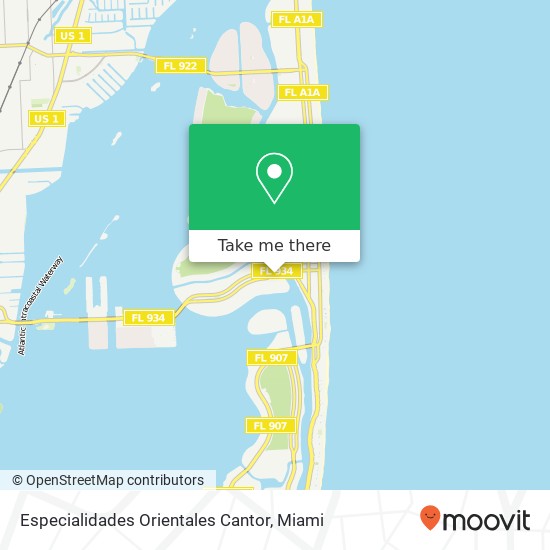 Mapa de Especialidades Orientales Cantor, 916 71st St Miami Beach, FL 33141