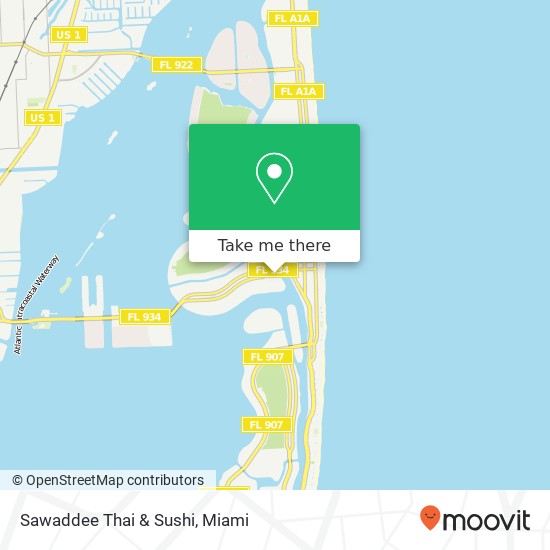 Mapa de Sawaddee Thai & Sushi, 6968 Bay Dr Miami Beach, FL 33141