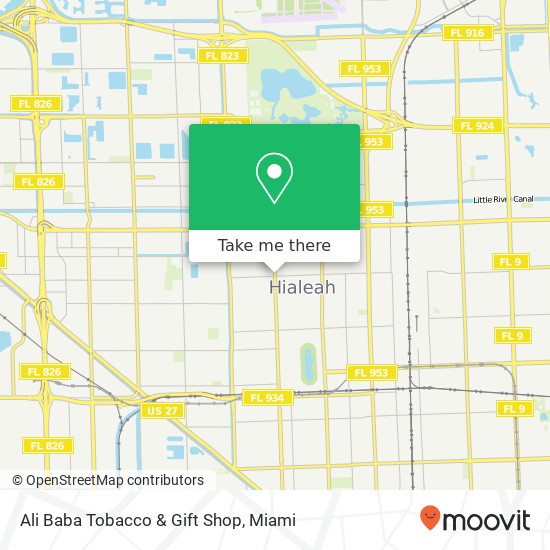 Mapa de Ali Baba Tobacco & Gift Shop, 4110 Palm Ave Hialeah, FL 33012