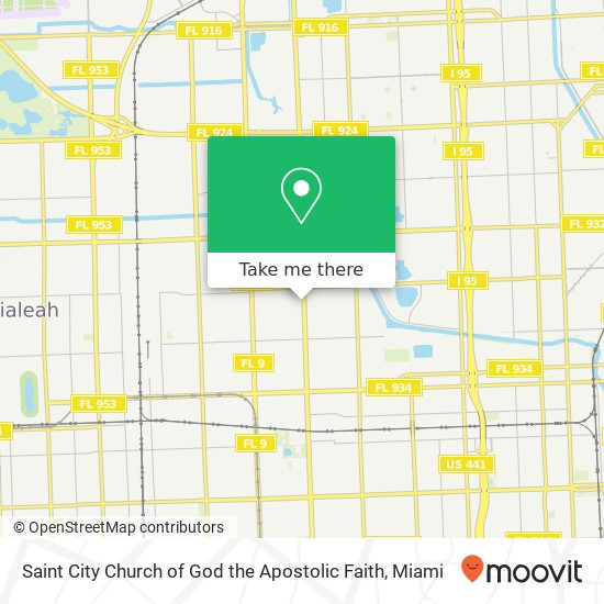 Mapa de Saint City Church of God the Apostolic Faith, 9302 NW 22nd Ave Miami, FL 33147