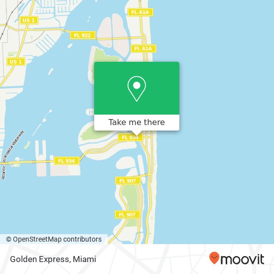 Mapa de Golden Express, 711 71st St Miami Beach, FL 33141