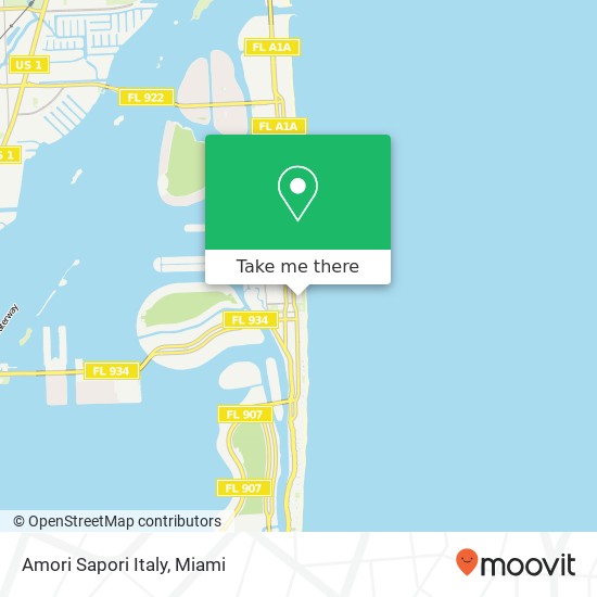 Mapa de Amori Sapori Italy, 7330 Ocean Ter Miami Beach, FL 33141