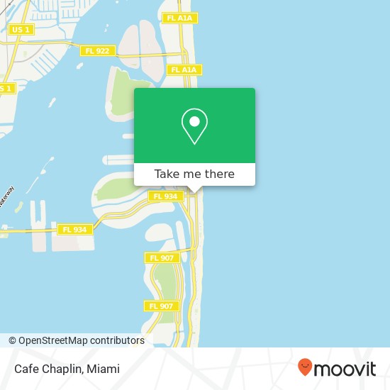 Mapa de Cafe Chaplin, 215 71st St Miami Beach, FL 33141